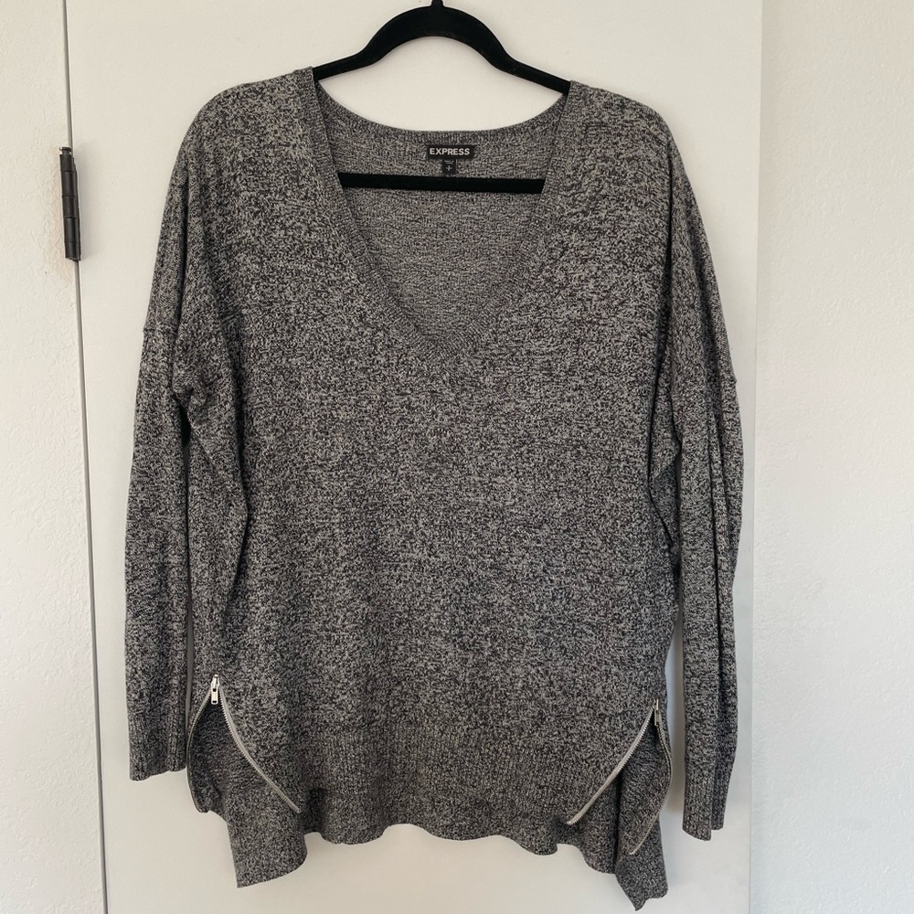 Express Gray sweater w zipper details - S (fits like a M/L)